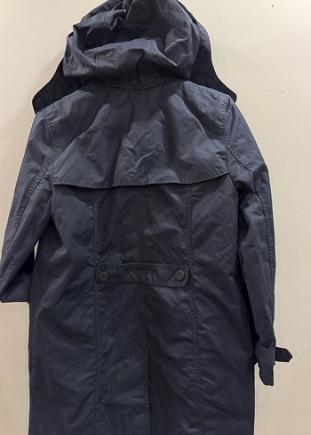 Zara Düğmeli Normal Boy Lacivert Kadın Trençkot - Görsel 3