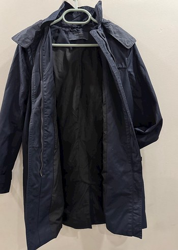 Zara Düğmeli Normal Boy Lacivert Kadın Trençkot - Görsel 2