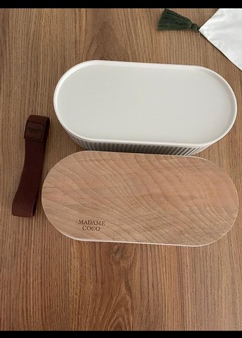 Ahşap Kapaklı Beyaz Yiyecek Kabı - Görsel 3