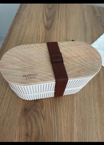 Ahşap Kapaklı Beyaz Yiyecek Kabı - Görsel 2