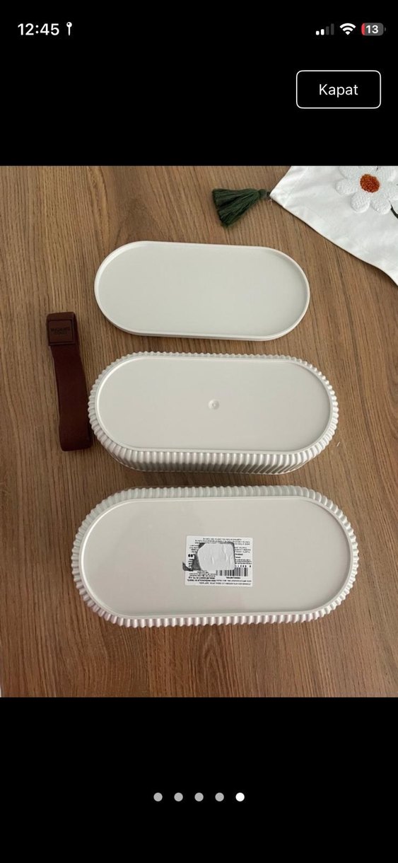 Ahşap Kapaklı Beyaz Yiyecek Kabı - Görsel 5