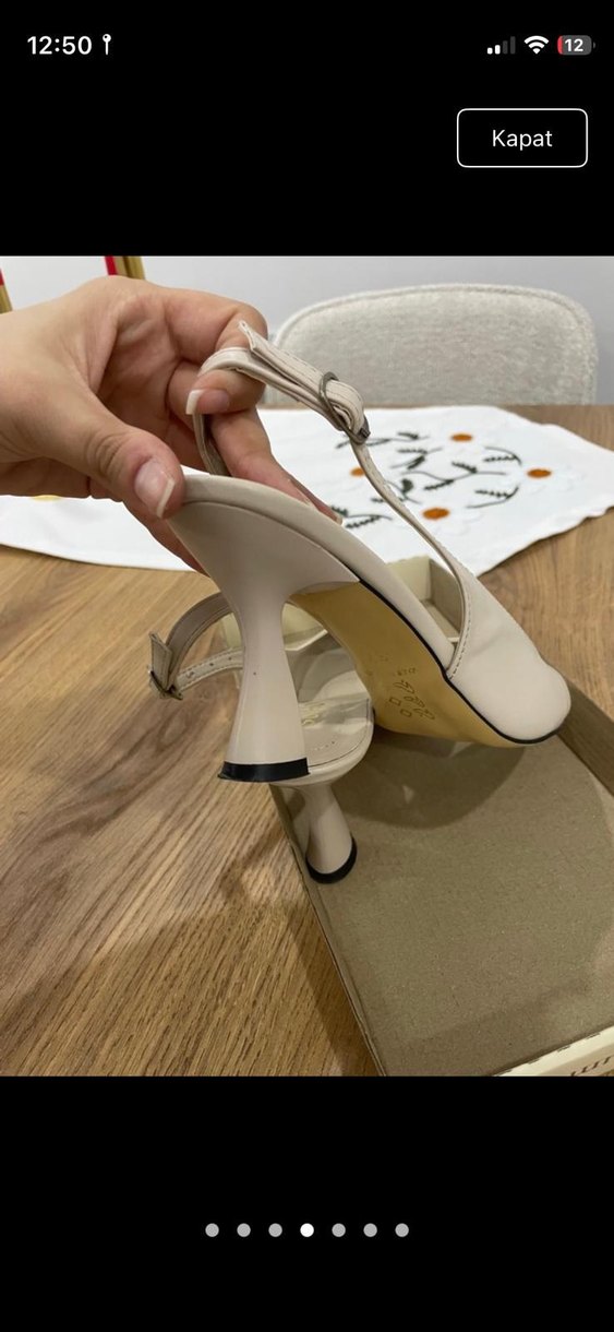 Bej Tokalı Stiletto Topuklu Kadın Ayakkabı - Görsel 4