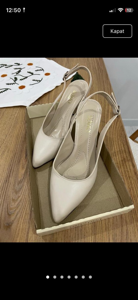 Bej Tokalı Stiletto Topuklu Kadın Ayakkabı - Görsel 2