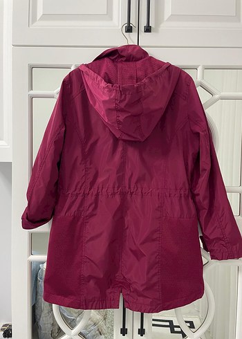 Bordo Kapüşonlu Fermuarlı Kadın Ceket - Görsel 2