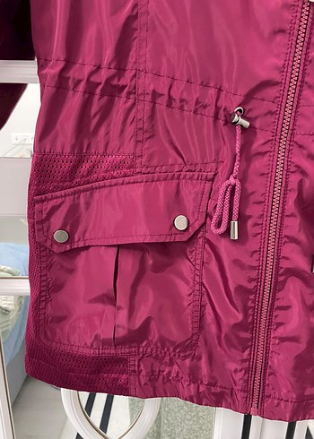 Bordo Kapüşonlu Fermuarlı Kadın Ceket - Görsel 5