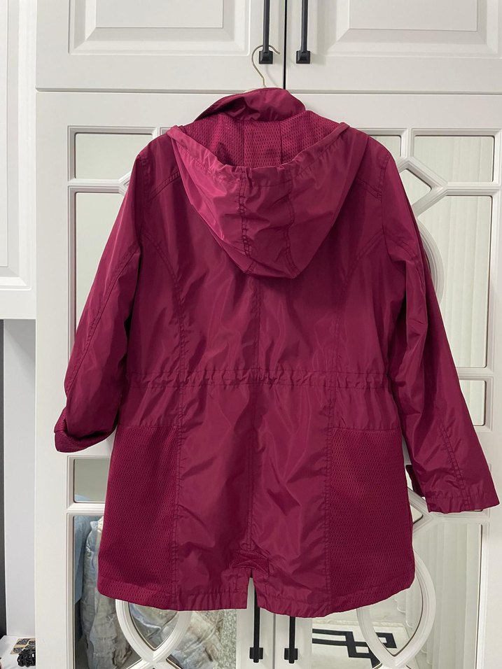 Bordo Kapüşonlu Fermuarlı Kadın Ceket - Görsel 2