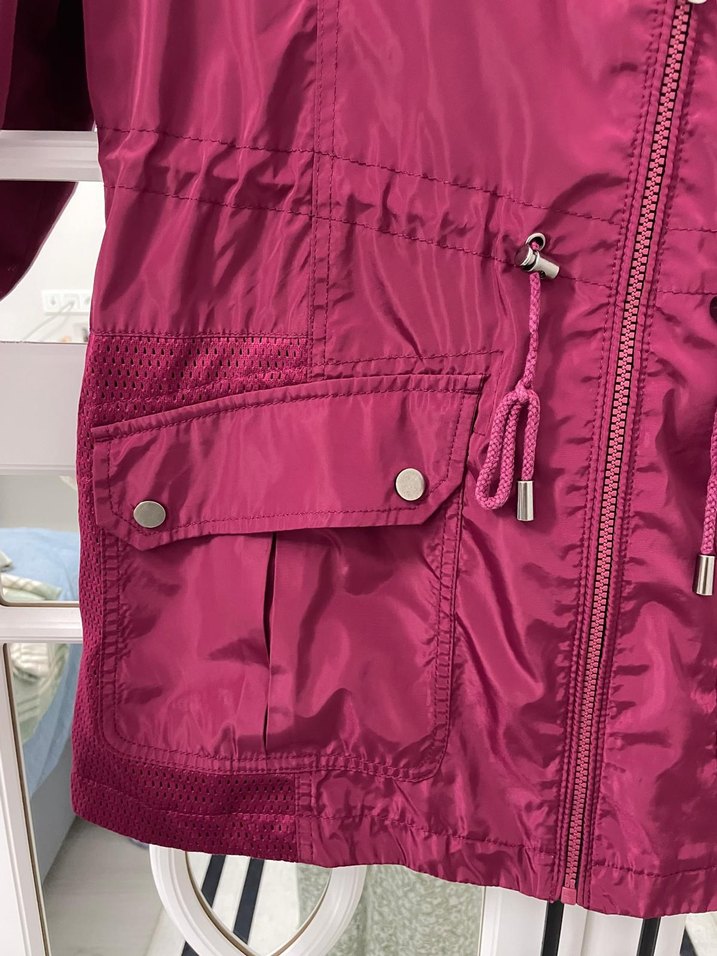 Bordo Kapüşonlu Fermuarlı Kadın Ceket - Görsel 5