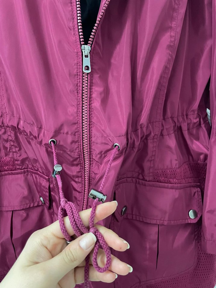 Bordo Kapüşonlu Fermuarlı Kadın Ceket - Görsel 4