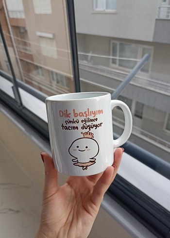 Beyaz Baskılı Seramik Kupa - Görsel 2