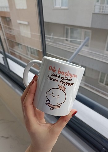 Beyaz Baskılı Seramik Kupa - Görsel 5