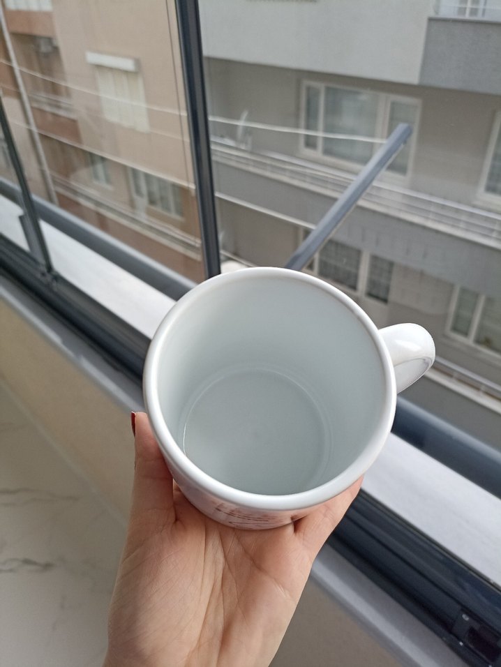 Beyaz Baskılı Seramik Kupa - Görsel 3