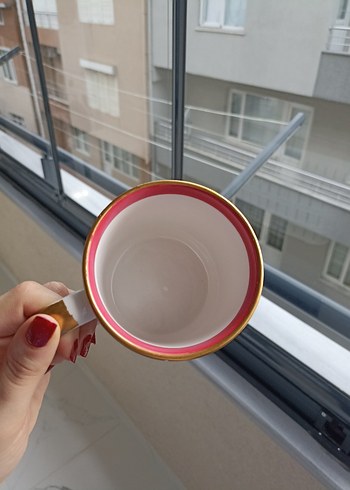 Renkli Kırmızı Desenli Seramik Kupa - Görsel 3