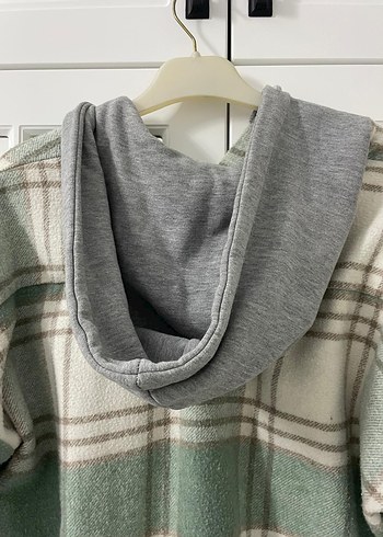 Gri Ekoseli Kapüşonlu Kadın Gömlek - Görsel 5