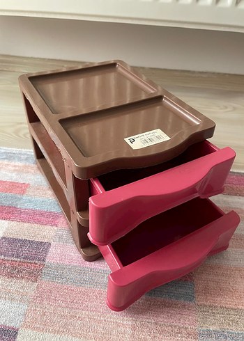 Kahverengi Pembe Çekmeceli Dolap Düzenleyici - Görsel 2