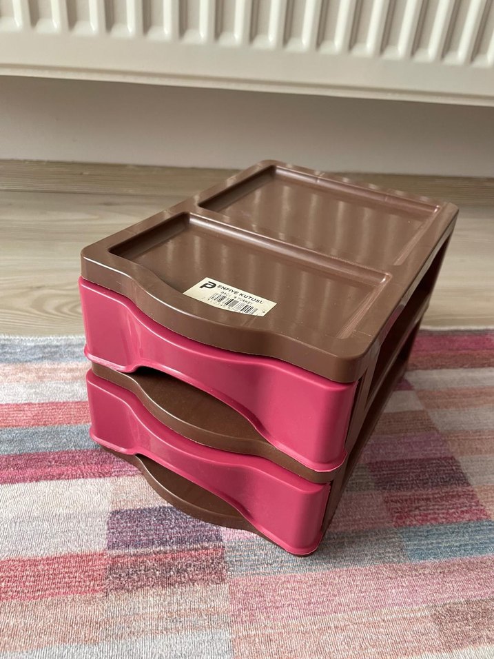 Kahverengi Pembe Çekmeceli Dolap Düzenleyici - Görsel 3