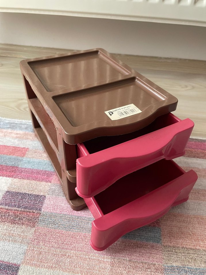 Kahverengi Pembe Çekmeceli Dolap Düzenleyici - Görsel 2