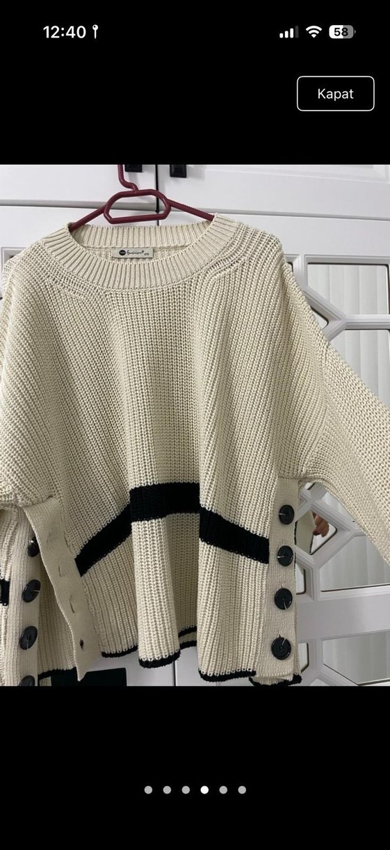 Kadın Örgü Salaş Triko Kazak - Görsel 4