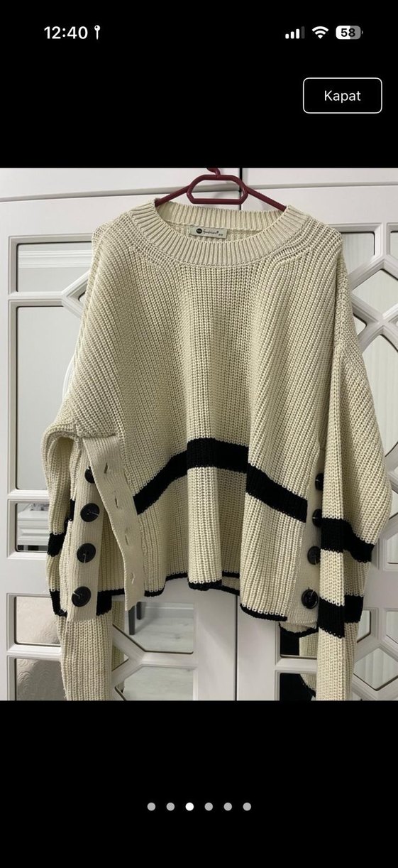 Kadın Örgü Salaş Triko Kazak - Görsel 5