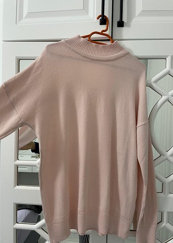 Pudra pembesi Kadın Boğazlı Triko Kazak - Görsel 4