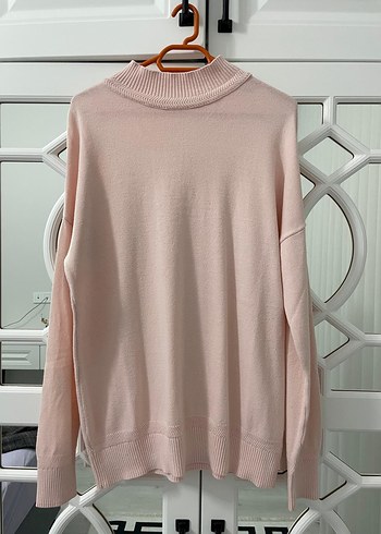 Pudra pembesi Kadın Boğazlı Triko Kazak - Görsel 2