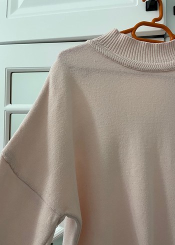 Pudra pembesi Kadın Boğazlı Triko Kazak - Görsel 3