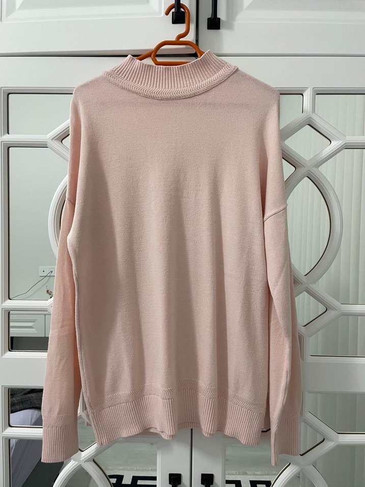 Pudra pembesi Kadın Boğazlı Triko Kazak - Görsel 2