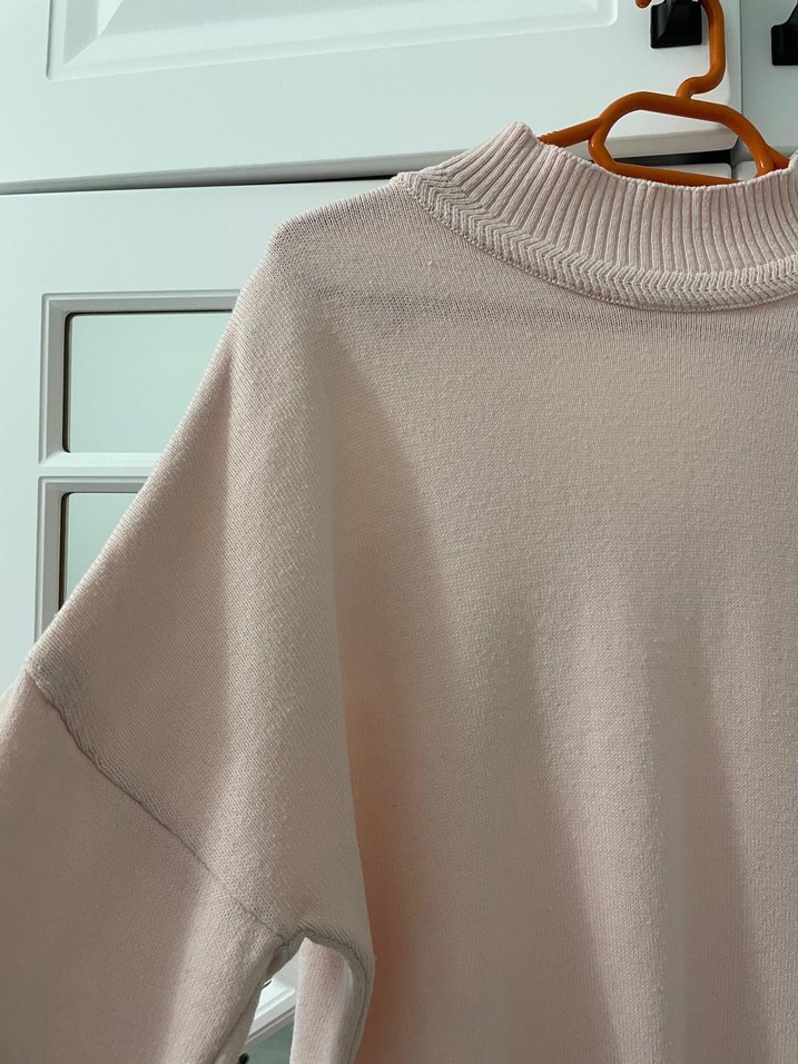 Pudra pembesi Kadın Boğazlı Triko Kazak - Görsel 3