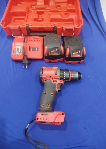 Kırmızı Kablosuz Matkap Seti ve Aksesuarları - Görsel 2