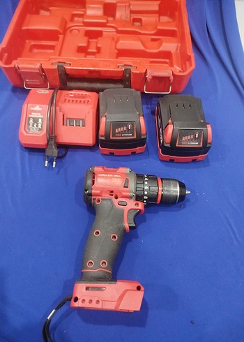 Kırmızı Kablosuz Matkap Seti ve Aksesuarları - Görsel 4