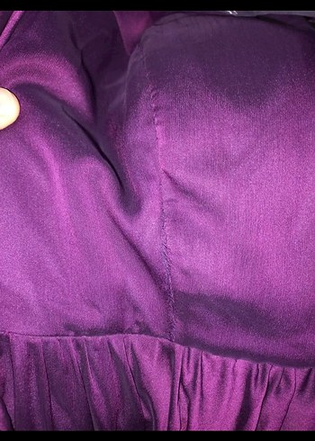 Mor Uzun Kollu Drapeli Kadın Abiye Elbise - Görsel 5