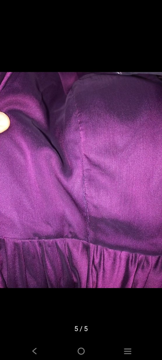 Mor Uzun Kollu Drapeli Kadın Abiye Elbise - Görsel 5