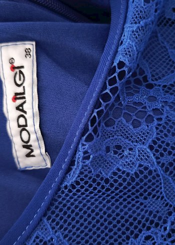 Kadın Lacivert Dantelli Uzun Kollu Tulum - Görsel 3