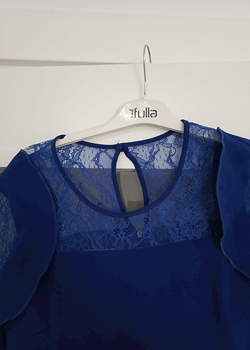 Kadın Lacivert Dantelli Uzun Kollu Tulum - Görsel 4