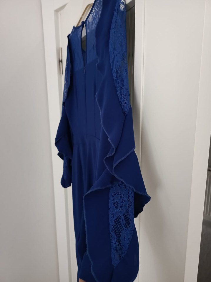 Kadın Lacivert Dantelli Uzun Kollu Tulum - Görsel 5