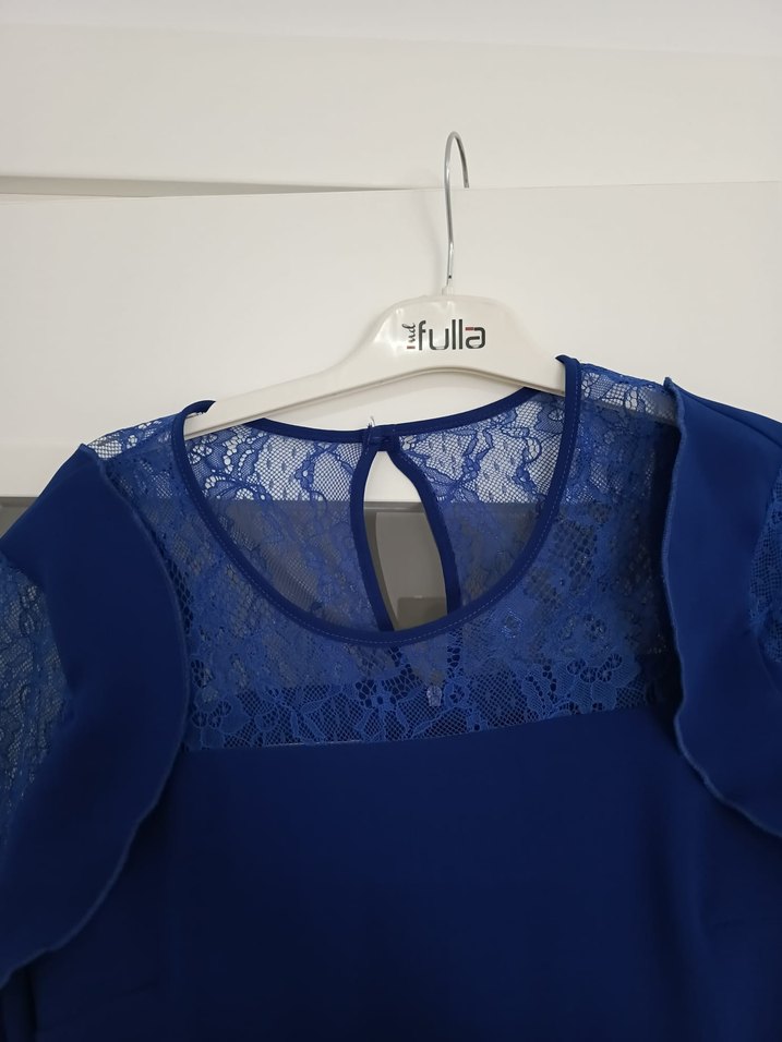 Kadın Lacivert Dantelli Uzun Kollu Tulum - Görsel 4