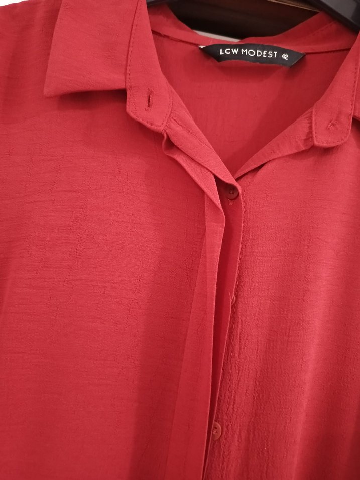 Bordo Kadın Uzun Kollu Salaş Tunik - Görsel 3