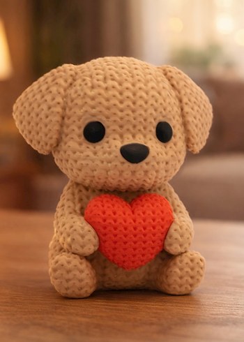 Sevgililer günü için minik kalpli ayıcık, kedi ve köpek figürü - Görsel 4