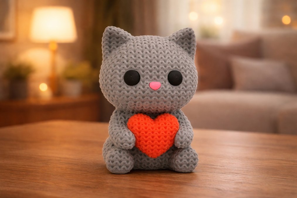 Sevgililer günü için minik kalpli ayıcık, kedi ve köpek figürü - Görsel 3