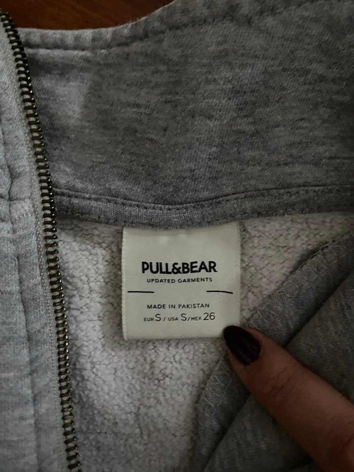 Gri Fermuarlı PULL&BEAR Kadın Sweatshirt - Görsel 4