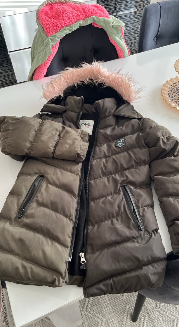 Gri Kadın Midi Kaban, Kürklü, Sıcak - Görsel 3