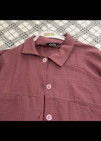 Pembe ayrobin Düğmeli Uzun Kadın Takım - Görsel 3