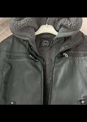 Siyah Kürklü Deri Biker Ceket - Görsel 6