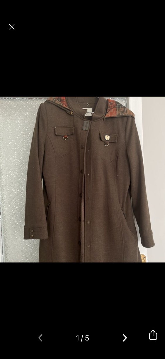 Bej Uzun Kadın Kaban Düğmeli Notched Yaka - Görsel 4