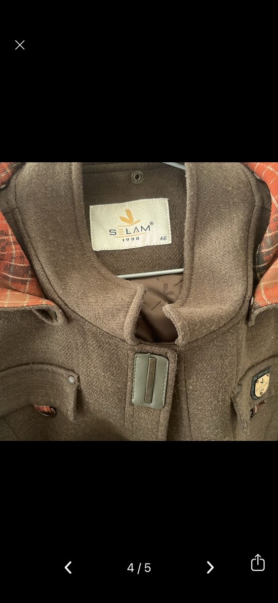 Bej Uzun Kadın Kaban Düğmeli Notched Yaka - Görsel 5