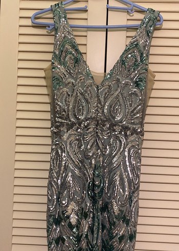 Payetli V Yakalı Uzun Bohem Elbise - Görsel 5