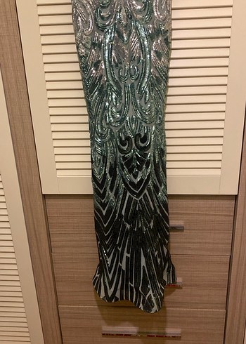 Payetli V Yakalı Uzun Bohem Elbise - Görsel 3