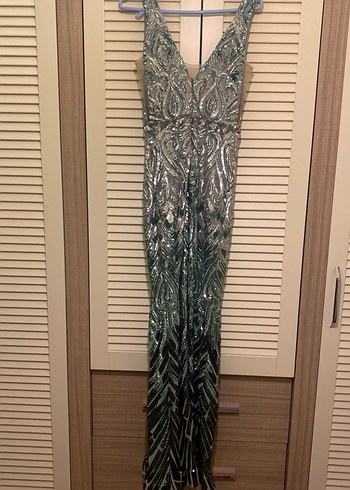 Payetli V Yakalı Uzun Bohem Elbise - Görsel 4