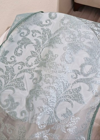 İşlemeli yeşil Gri Masa Örtüsü runner - Görsel 2