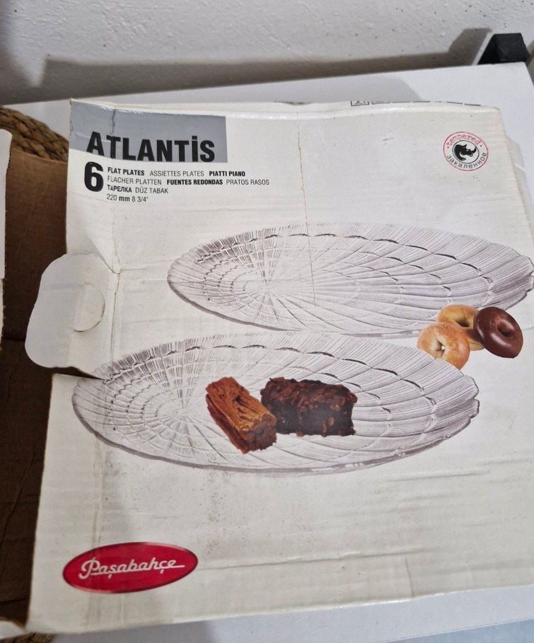 Vintage desenli şeffaf cam tabak - Görsel 3