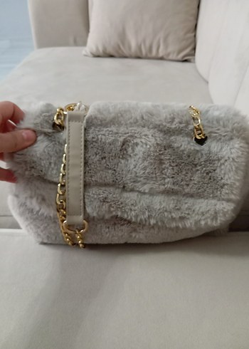 Gri Kürklü Kadın Çanta - Görsel 2